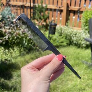 Vintage Ace Unbreakable Plastic 8" Glitter Black Rat tail ‎ Comb Retro USA